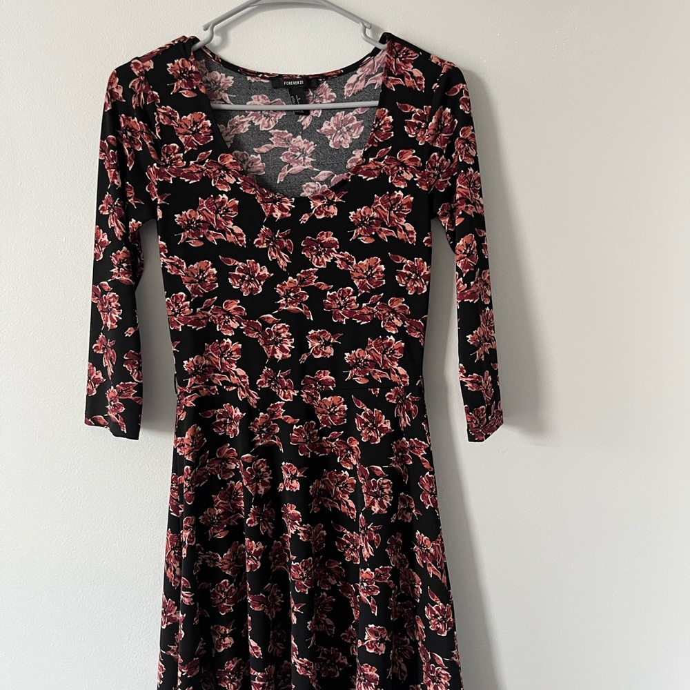 Floral Black and Pink Women's Dress